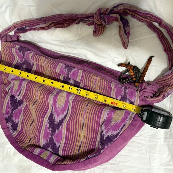 American Eagle Outfitters VTG 2011 Boho Oversized Crescent Ikat Fabric Hobo Bag - Picture 8 of 15